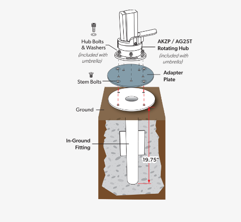 Treasure Garden® AMK-G Ground Installation Mount for Offset Parasol AKZP and AG25T