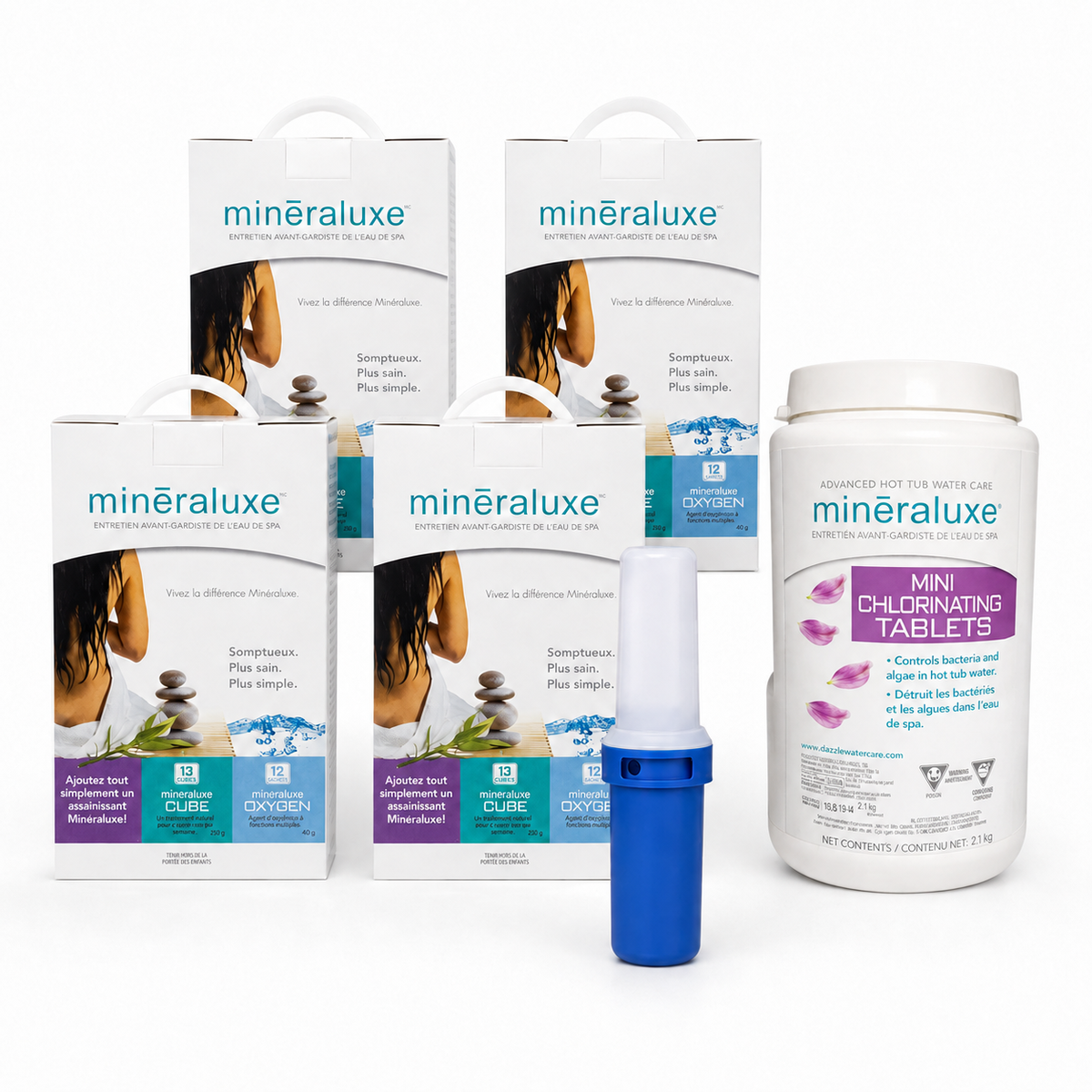 Minéraluxe Chlorine Annual Spa Kit – Complete 12-Month Treatment with Tablets and Floater