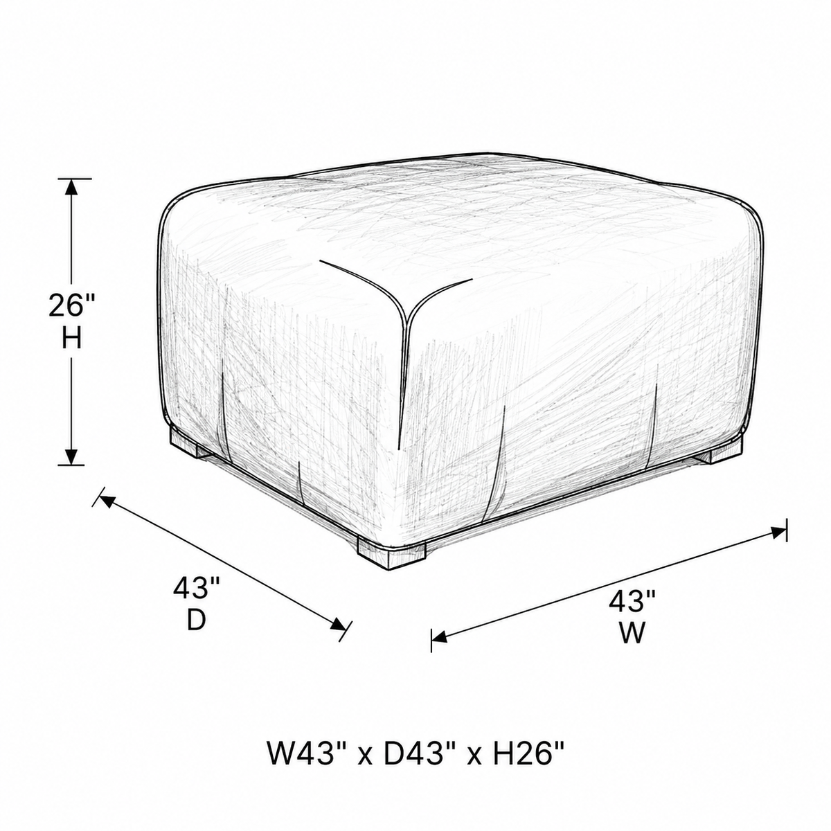 Ratana cover for outdoor club chair – 43 x 43 x 26 in
