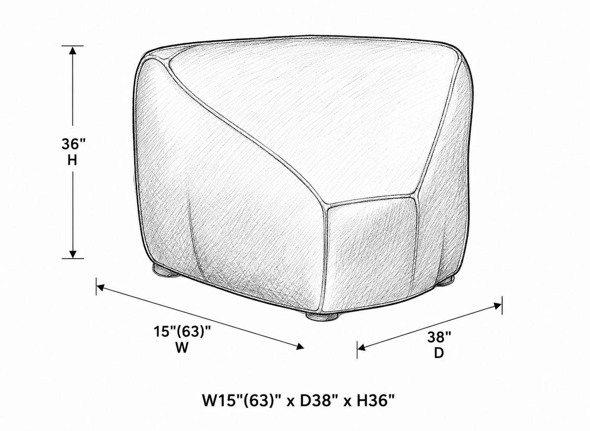 Ratana cover for curved corner module – 15 (63) x 38 x 36 in