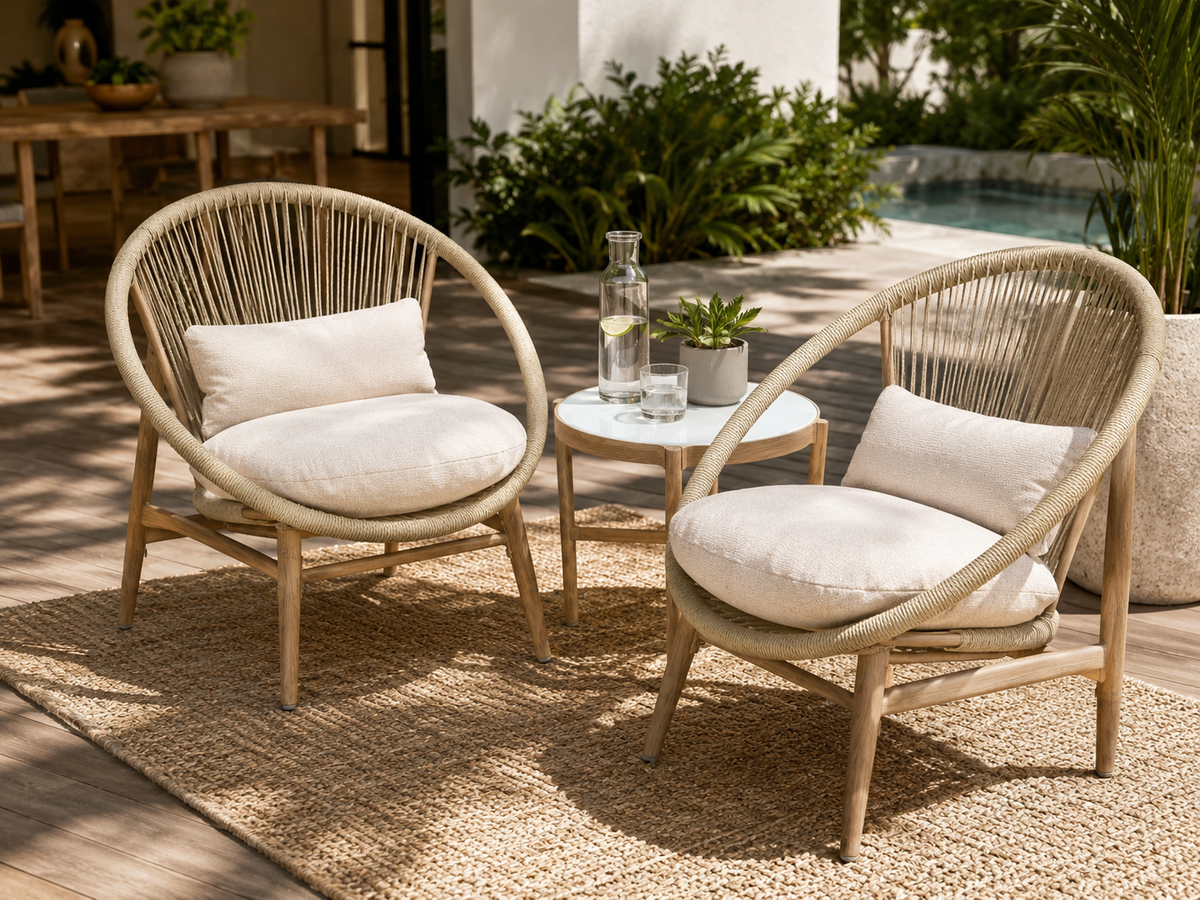 Set of 2 Lounge Chairs and MOSS Side Table – Outdoor Furniture