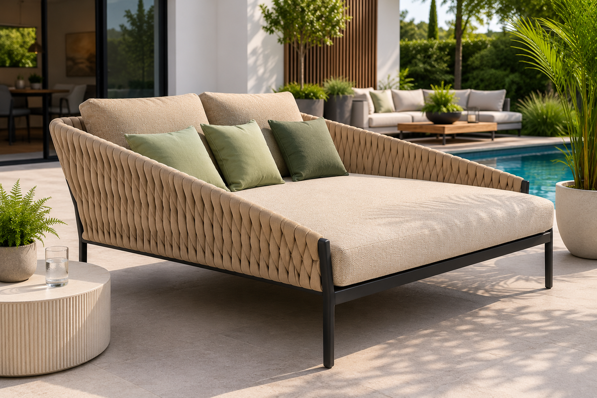 Palmora Daybed by ATOLL – Large Premium Outdoor Bed in Black Aluminum