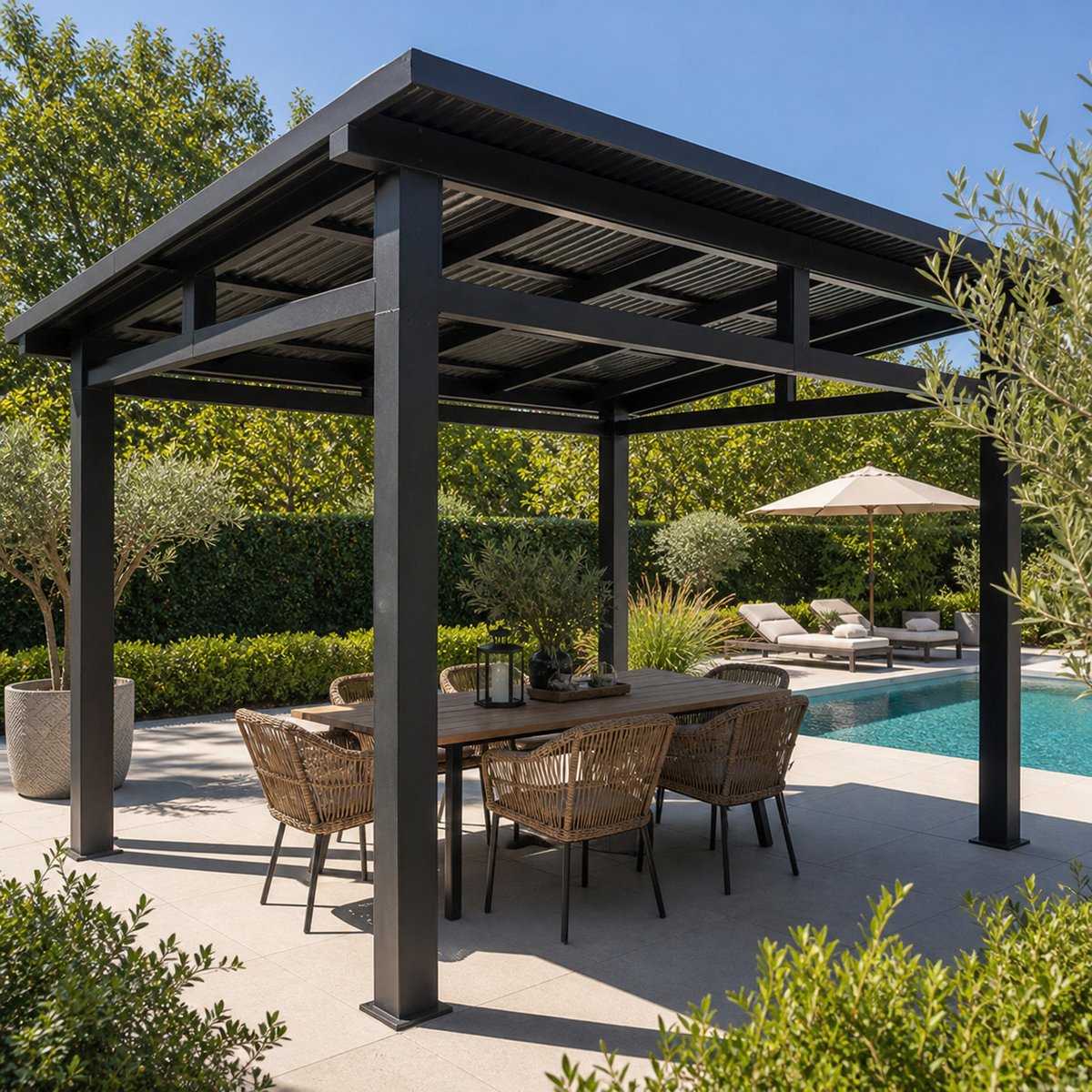 Plaza Corriveau Gazebo 12 ft x 14 ft black – Galvalume Roof