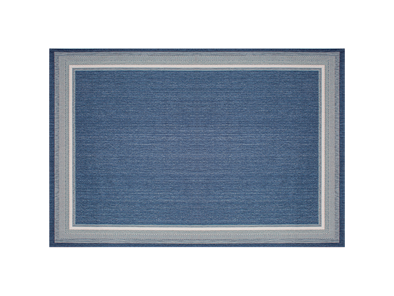 Seaside Harbor Blue Outdoor Rug – Blue patio rug with spa and natural border