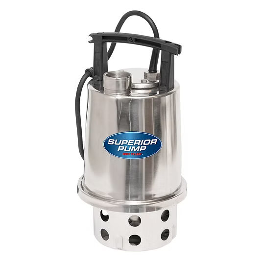 Superior Pump 91875 — Utility Submersible Pump 1/2 HP in Stainless Steel