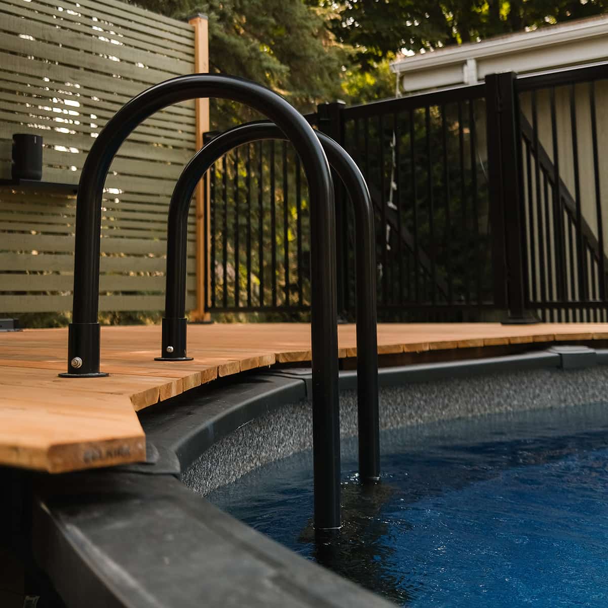 Premium black stainless steel ladder for above-ground pool – Trident