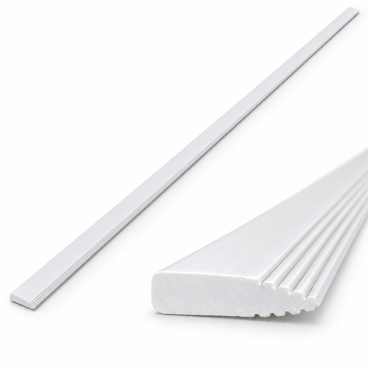 Barrure blanche PVC WEDGE LOCK de 8 pi pour toile de piscine creusée, vue complète et détail du profil