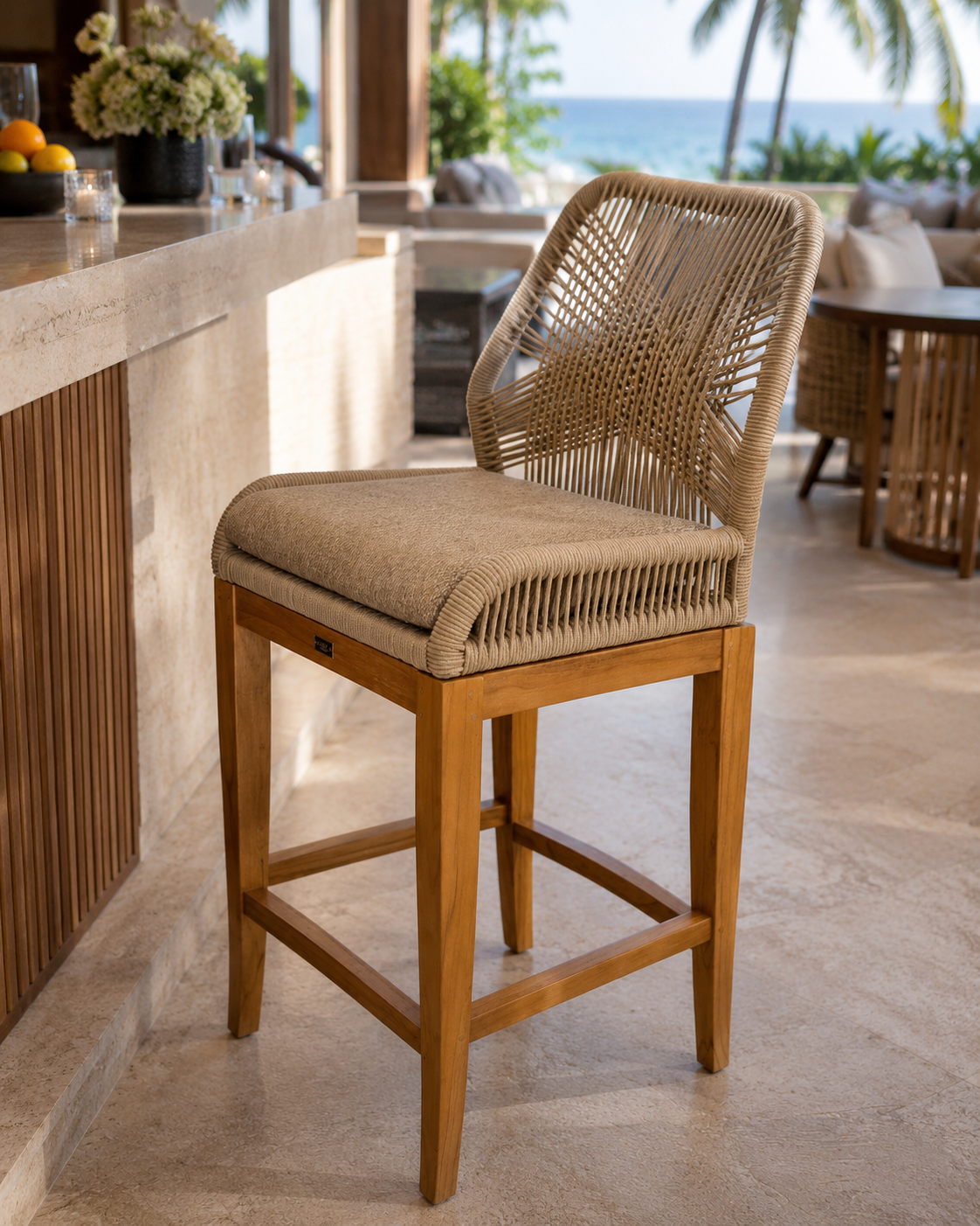 Cayo 41 in High Chair by Atoll – Aluminum, premium cordage, and Indonesian teak