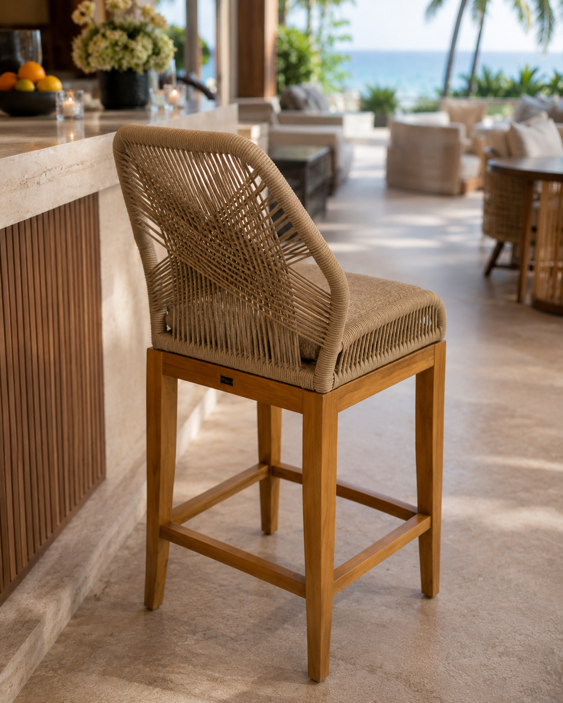 Cayo 41 in High Chair by Atoll – Aluminum, premium cordage, and Indonesian teak