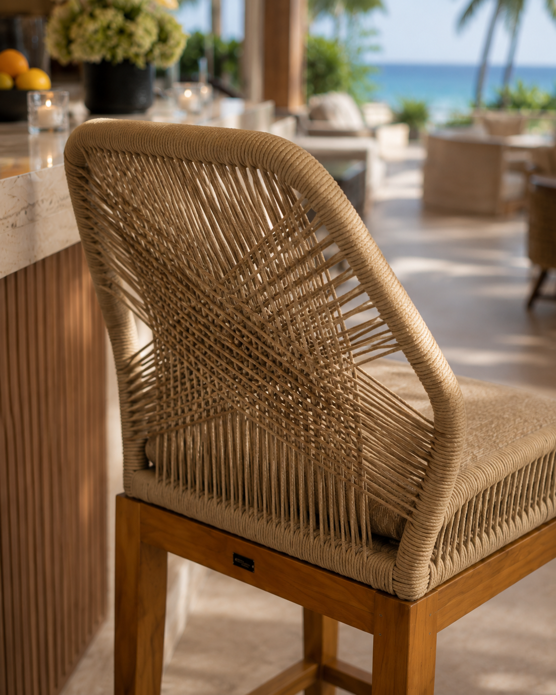 Cayo 41 in High Chair by Atoll – Aluminum, premium cordage, and Indonesian teak