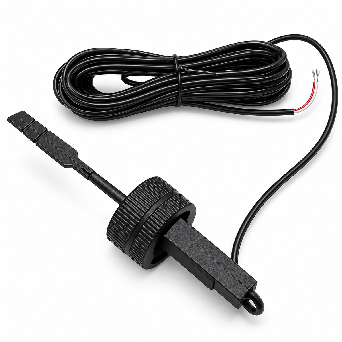 Interrupteur de débit MOOV JustSalt MCXFLOWNJ avec câble et fils de connexion sur fond blanc