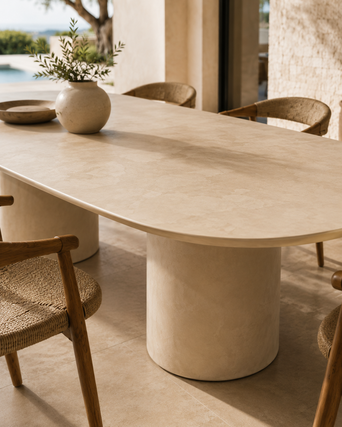 Atoll Java Light 87 in fiber cement dining table
