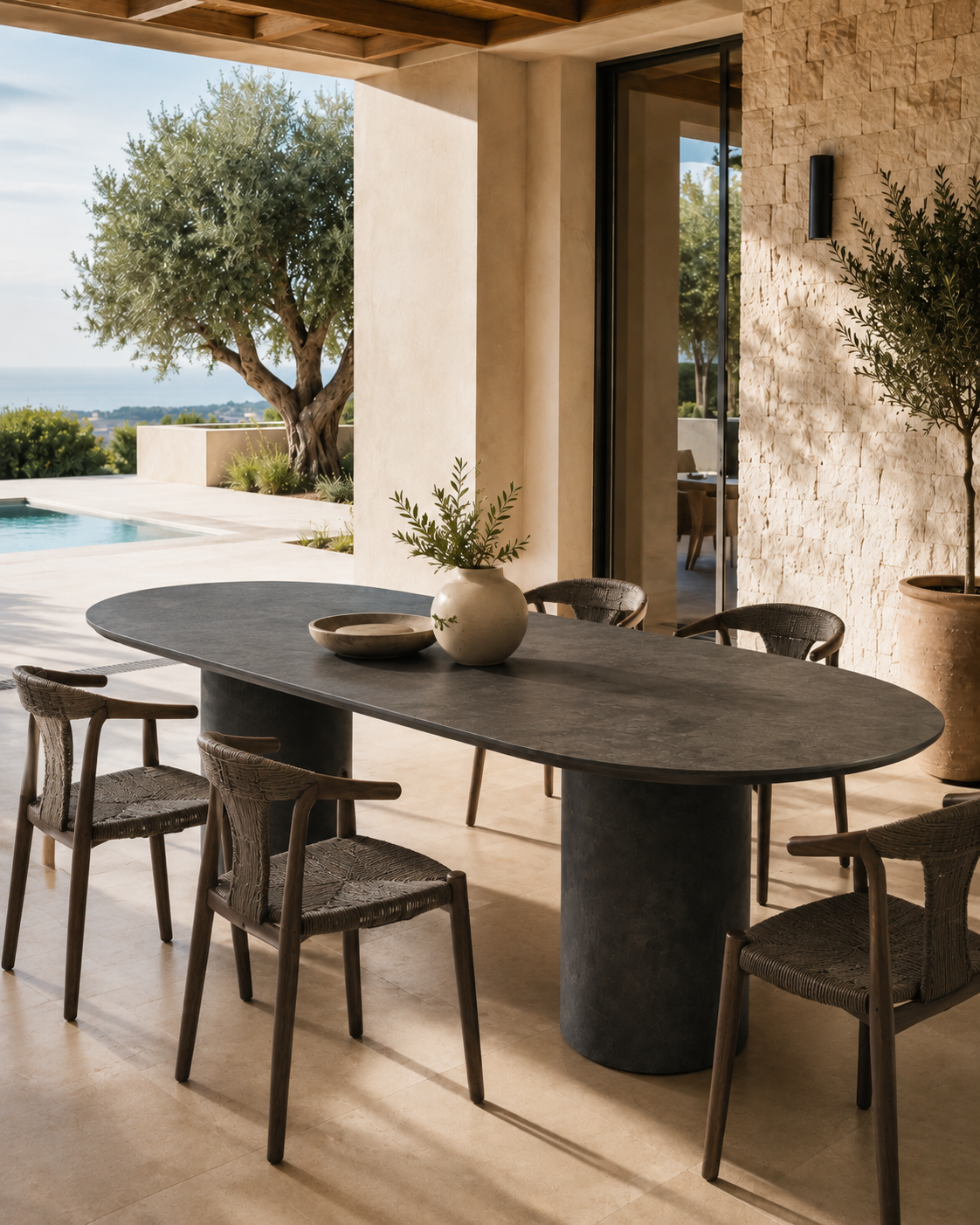 Atoll Java Dark Charcoal 87 in fiber cement table