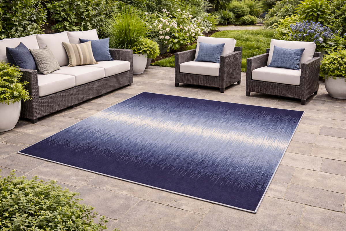 Reflections Ocean Blue Outdoor Rug – Ombre Style Blue Gradient