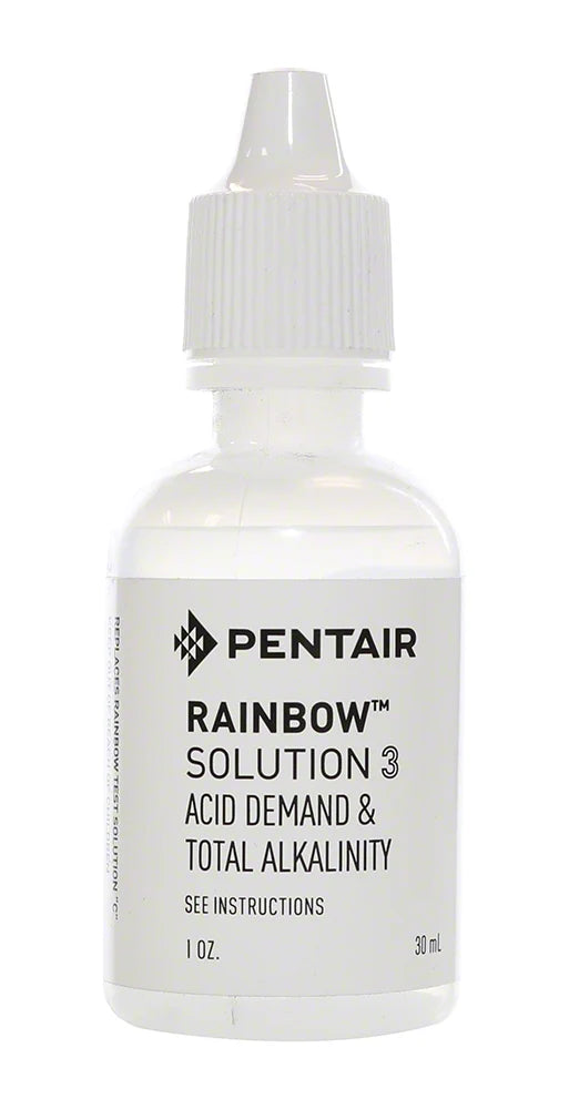 Réactif Pentair Rainbow solution no 3 pour demande acide et alcalinité totale, bouteille de 30 mL