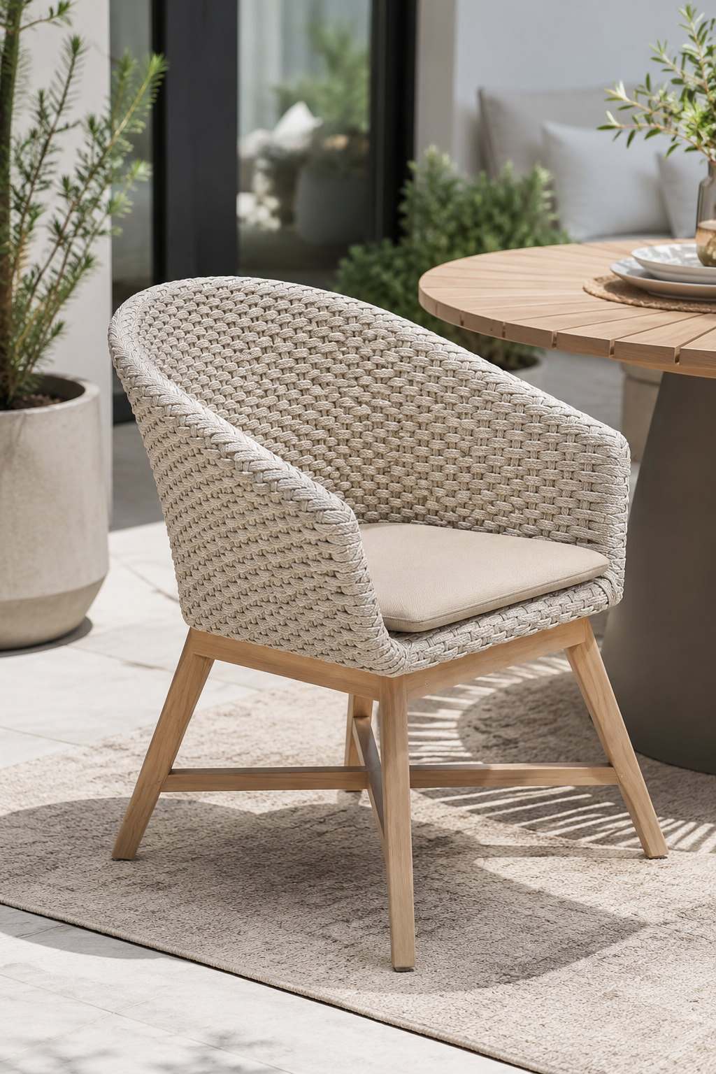 Bora Chair by Atoll – Commercial cordage and Indonesian teak