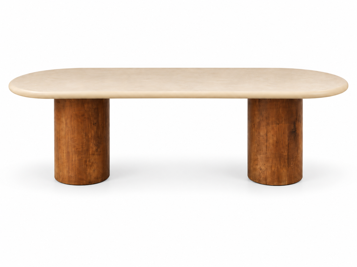 Table à manger Havana 95 po en fibrociment et teck – Atoll