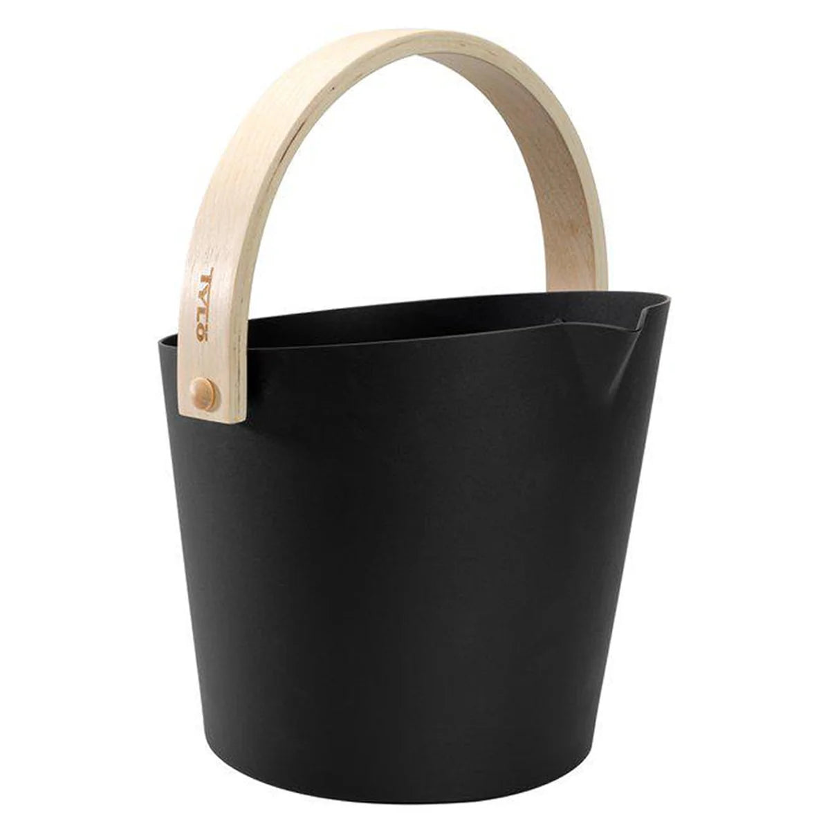 Tylö Brilliant Sauna Bucket – Matte Black Aluminum with Wooden Handle