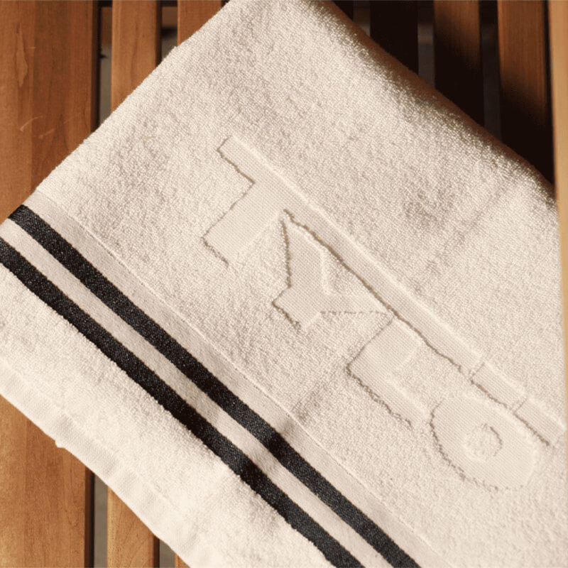 Tylö Bath Towel – 100% Premium Cotton White and Navy Blue