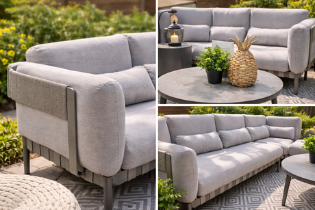 Ensemble de patio sectionnel Solea en L taupe avec table à café