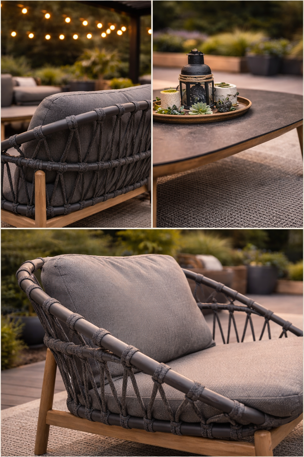Collection Palmea – Ensemble Conversation Extérieur en Aluminium Gris
