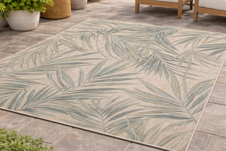 Paradise Cove Outdoor Rug 100% Recycled Polyester – Contemporary Leaf Pattern