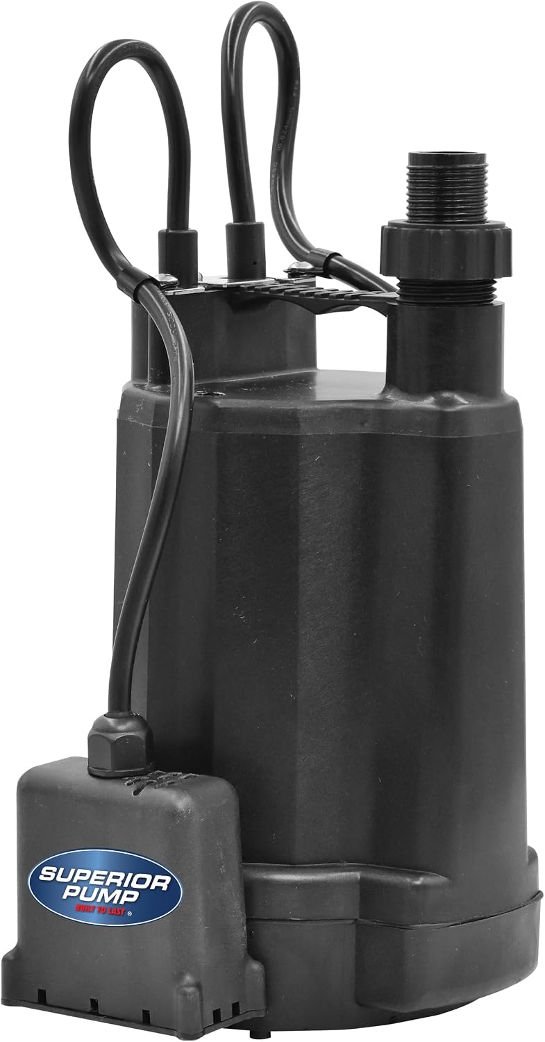 Superior Pump 91246 automatic utility pump – 1/4 HP, 1800 GPH