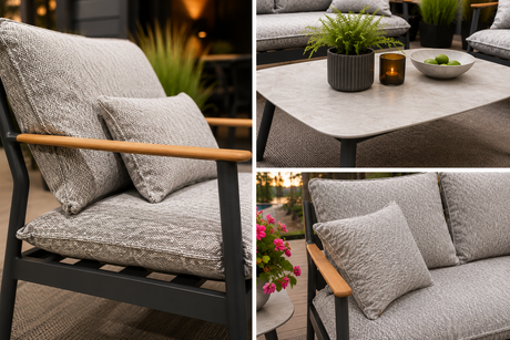Ensemble de mobilier extérieur 5 morceaux Azura par ATOLL – Sofa 2 places, 2 fauteuils, table basse et table d'appoint