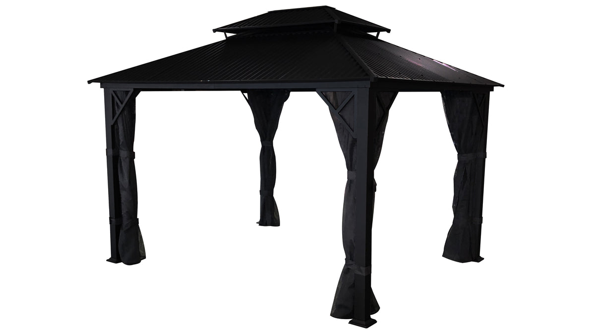 Gazebo Métropolis en Aluminium Noir avec Toit en Galvalume® - Corriveau International