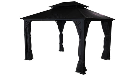 Gazebo Métropolis en Aluminium Noir avec Toit en Galvalume® - Corriveau International