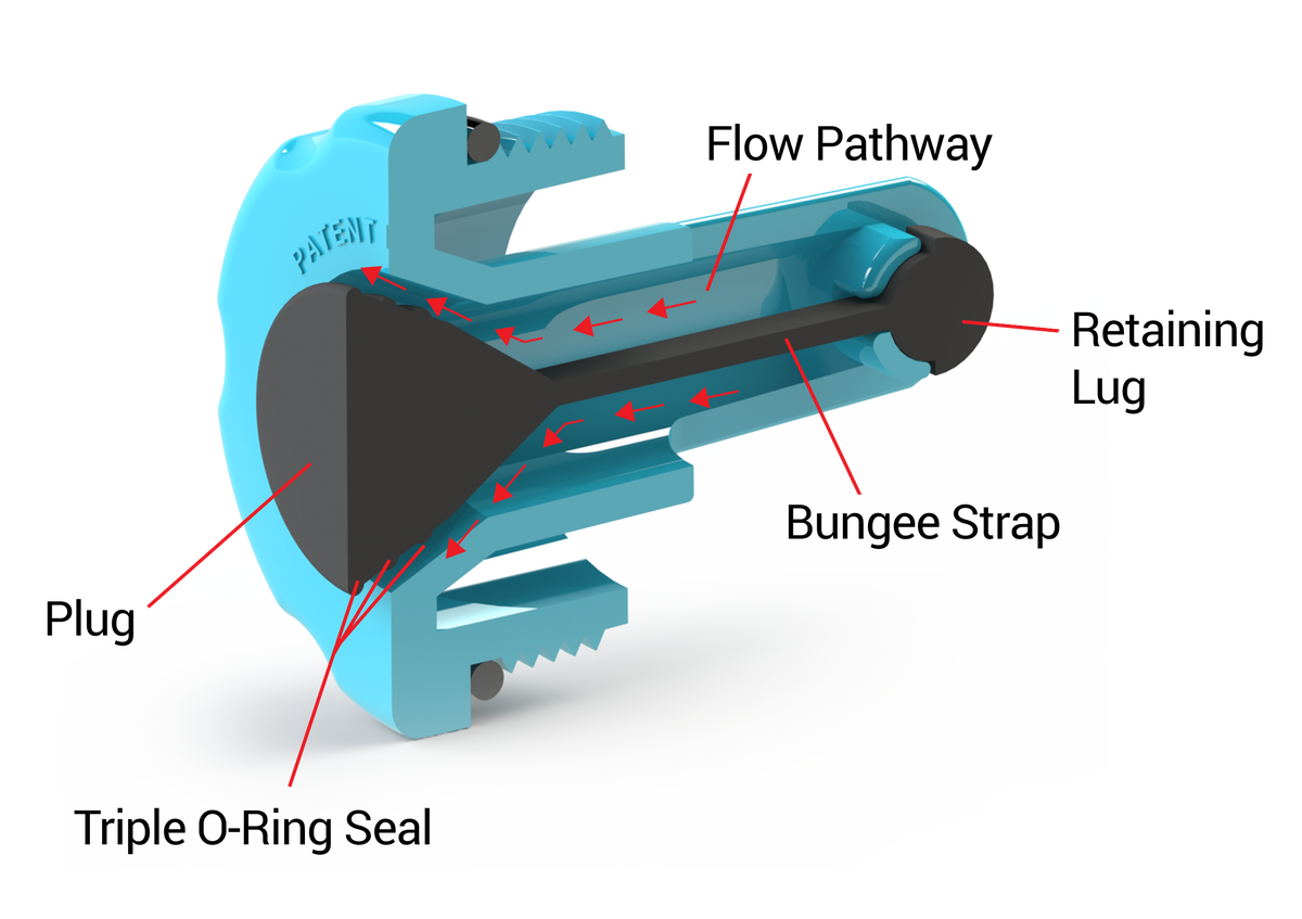 Bungee-Plug – Bouchon d’hivernisation à sangle (triple O-Ring), 1½″