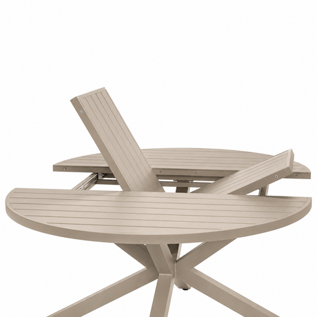 LIORA Extendable Round Outdoor Table by Moss | Sand-Colored Aluminum