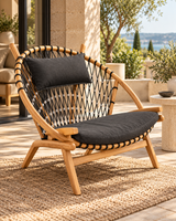 Chaise ATOLL Azura Rope Lazy Chair en teck et cordage marin - vue ambiance extérieure