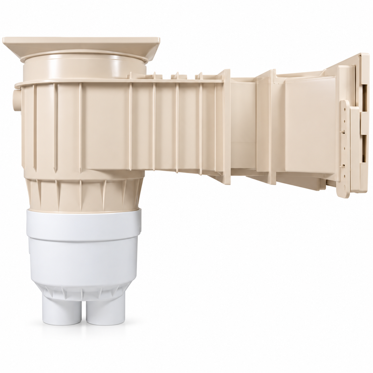 Vue de profil de l’écumoire Waterway Renegade beige avec couvercle carré