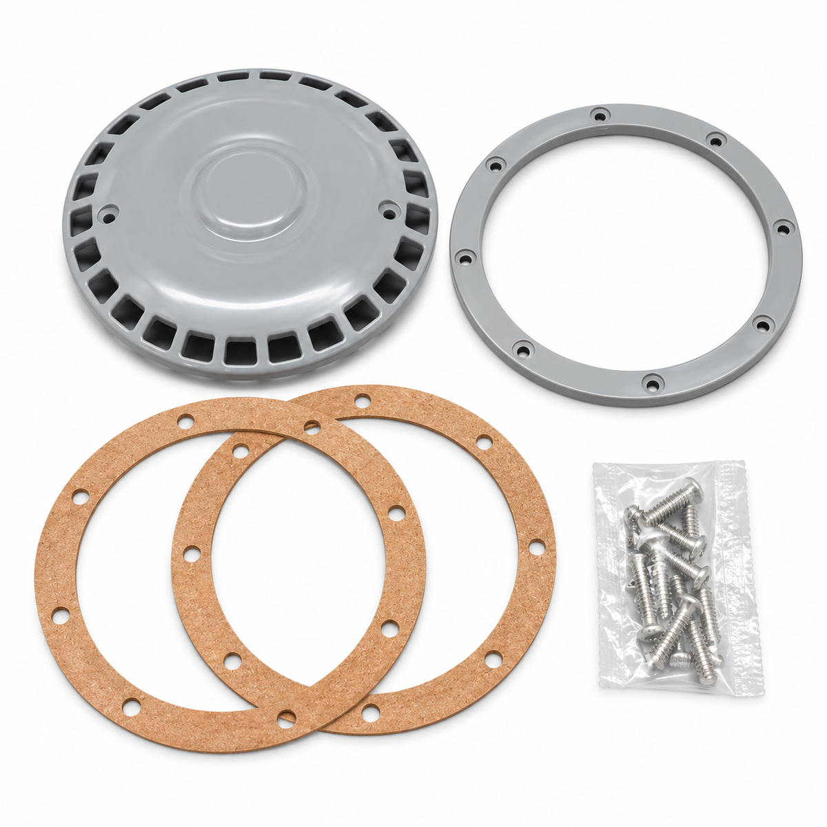 Ensemble gris pour drain de fond Soma et Hayward : couvercle, anneau, deux joints et vis