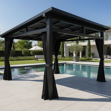 Gazebo Plaza Corriveau 12 x 14 noir – Toit Galvalume