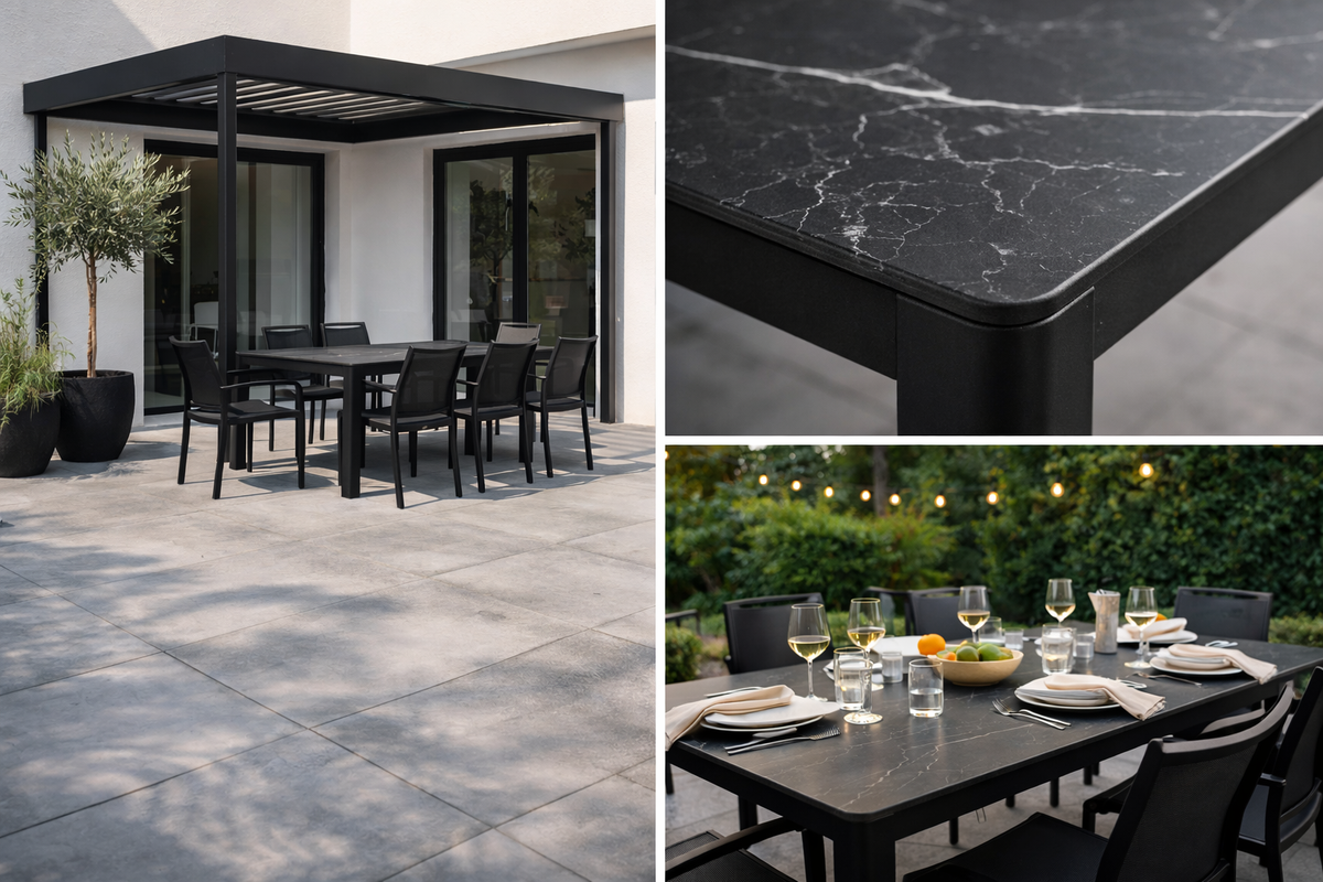 Ratana Hampshire Table – 71" x 36" | Pietra Grey Fritted Stone Surface