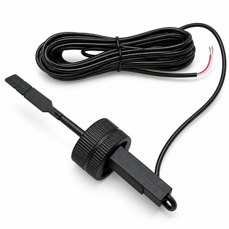 Interrupteur de débit MOOV JustSalt MCXFLOWNJ avec câble et fils de connexion sur fond blanc