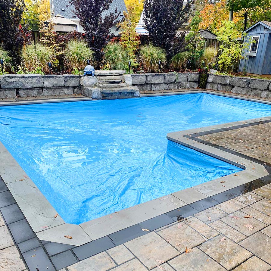 Custom Lock-In winter cover for in-ground pool Seahorse Pool