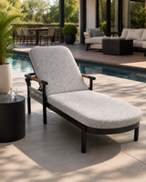 Maho Lounger by ATOLL – Black Aluminum with Teak Armrests  