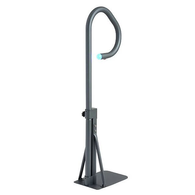 Main courante Cover Valet Spa Side Handrail gris carbone avec base sous le spa et éclairage DEL bleu