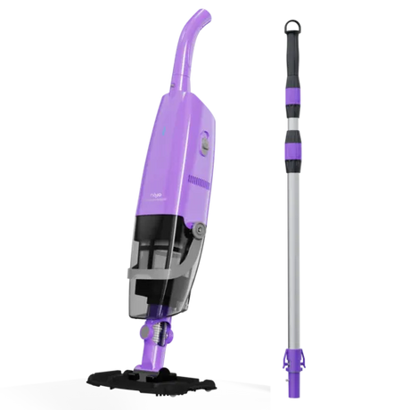 Aspirateur portatif sans fil Niya AquaSweep S1 violet avec sa perche ajustable