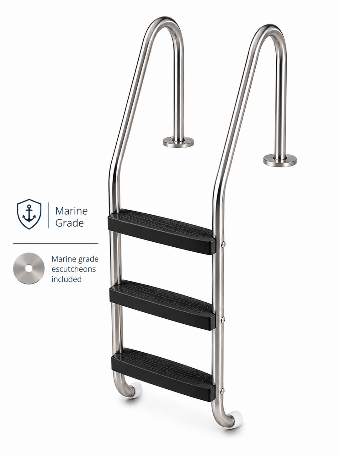 3-step black ladder for inground pool Northern Stainless – Marine grade stainless steel