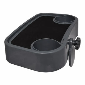 Plateau ajustable gris pour spa avec tapis antidérapant, deux porte-gobelets et fixation