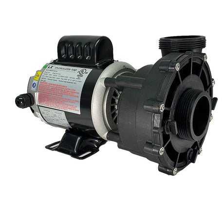 Pompe de circulation de spa LX 48WTC0153C-1A avec raccords de 2 po, vue du moteur et du corps de pompe