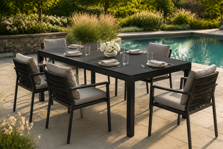 Black Renaissance patio table 40 x 80 in – Corriveau