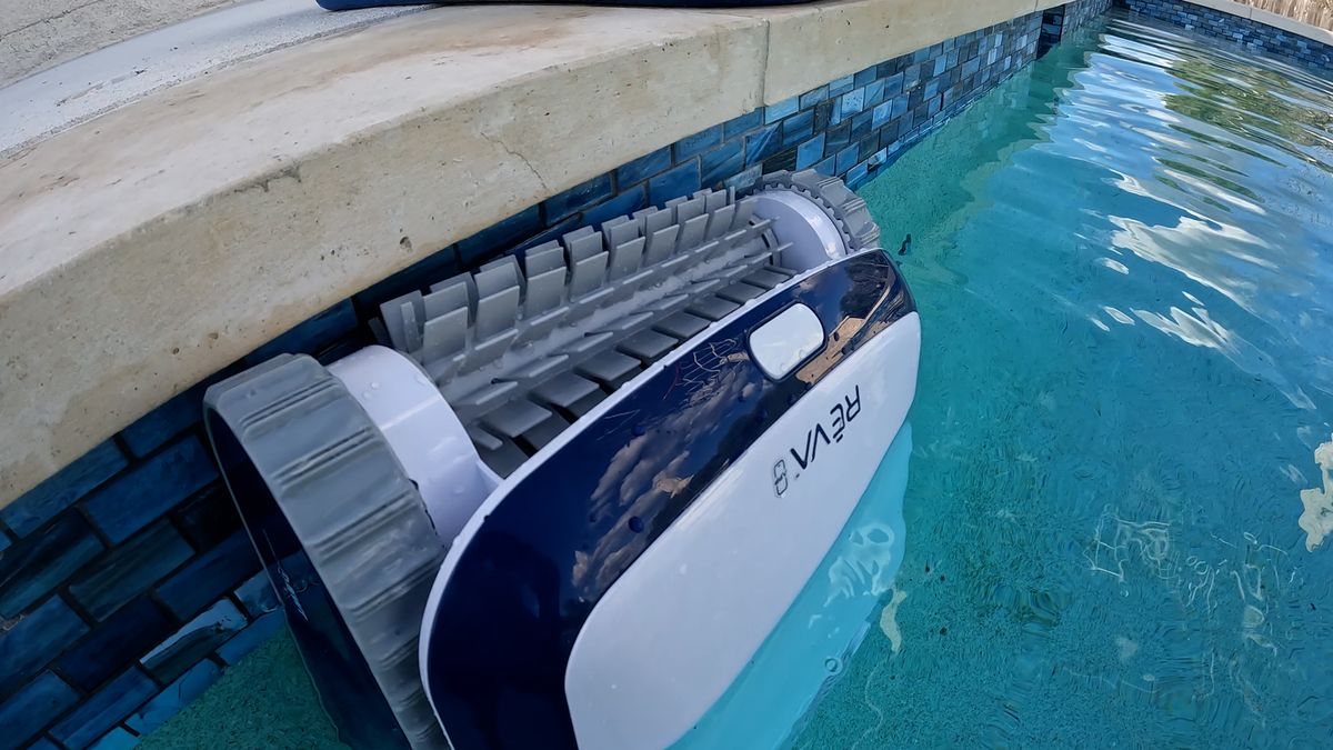 REVA robotic pool cleaner with gyroscope and mobile app