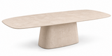 Table ATOLL Horizon 86 x 43 po en fibrociment Light Sand - vue produit avec socle central