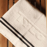 Tylö Bath Towel – 100% Premium Cotton White and Navy Blue