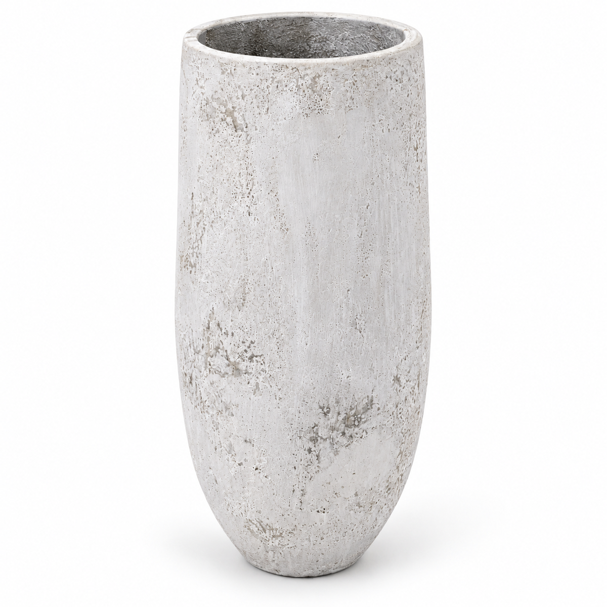 Vase Atoll Azura en béton clair texturé de 39 po, sur fond blanc